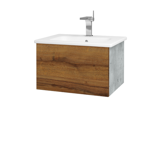 Waschtischunterschrank FLAT SZZ 60 (Waschtisch Euphoria)  - D01 Beton - D27 Cognac