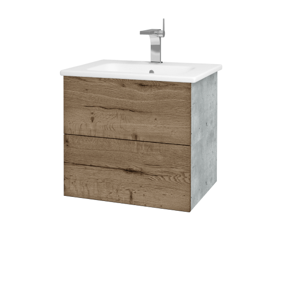 Waschtischunterschrank FLAT SZZ2 60 (Waschtisch Euphoria)  - D01 Beton - D21 Tobacco