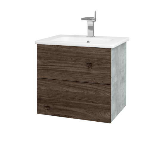 Waschtischunterschrank FLAT SZZ2 60 (Waschtisch Euphoria)  - D01 Beton - D25 Teak