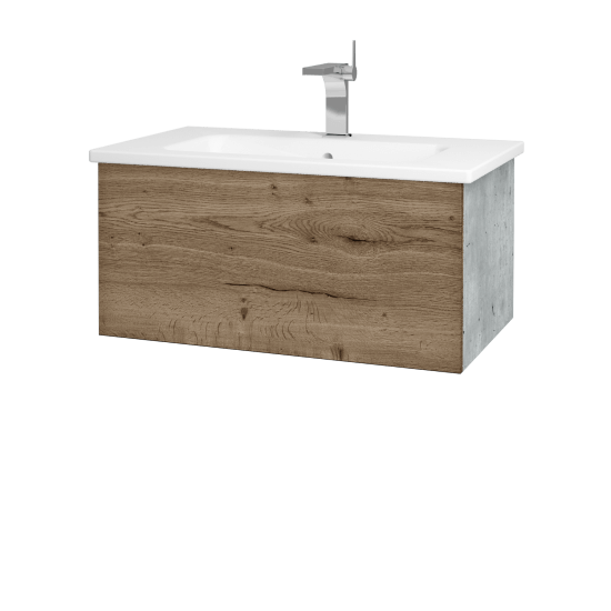 Waschtischunterschrank FLAT SZZ 80 (Waschtisch Euphoria)  - D01 Beton - D21 Tobacco