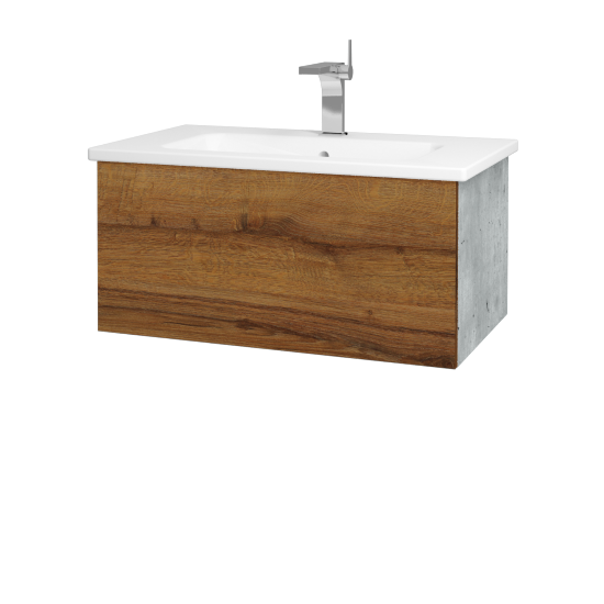 Waschtischunterschrank FLAT SZZ 80 (Waschtisch Euphoria)  - D01 Beton - D27 Cognac