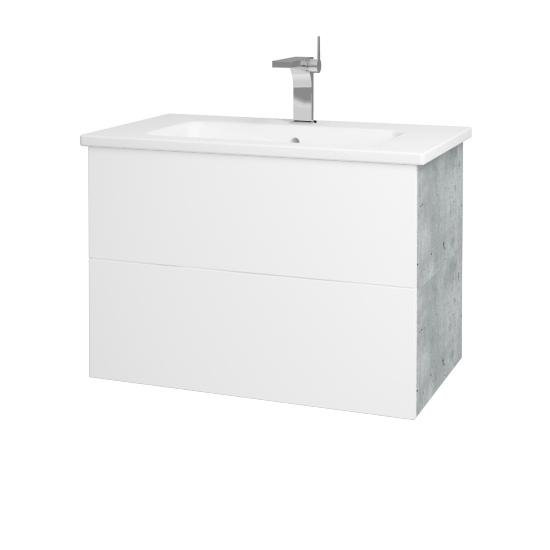 Badezimmerschrank FLAT SZZ2 80 (Waschtisch Euphoria)  - D01 Beton - L01 Weiß Lack Hochglanz