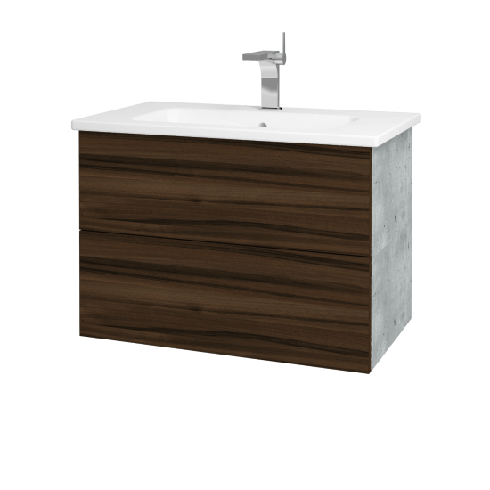 Waschtischunterschrank FLAT SZZ2 80 (Waschtisch Euphoria)  - D01 Beton - D06 Nussbaum