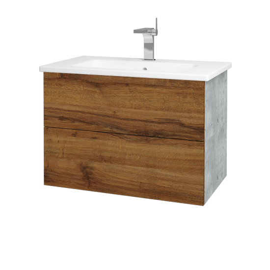 Waschtischunterschrank FLAT SZZ2 80 (Waschtisch Euphoria)  - D01 Beton - D27 Cognac