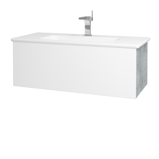 Waschtischunterschrank FLAT SZZ 80 (Waschtisch Euphoria)  - D01 Beton - M01 Weiß Lack Matt