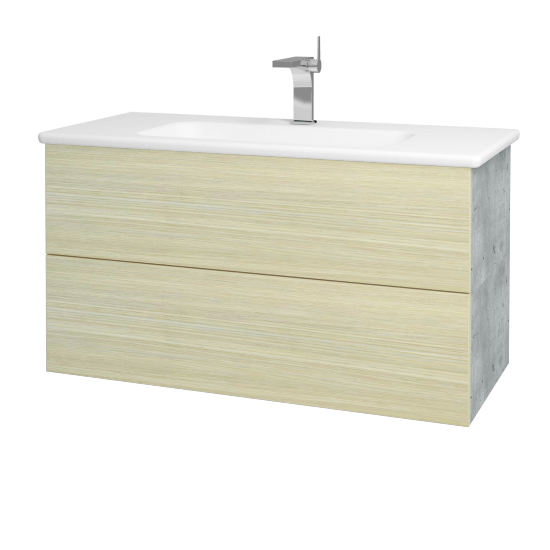 Waschtischunterschrank FLAT SZZ2 100 (Waschtisch Euphoria)  - D01 Beton - D04 Eiche