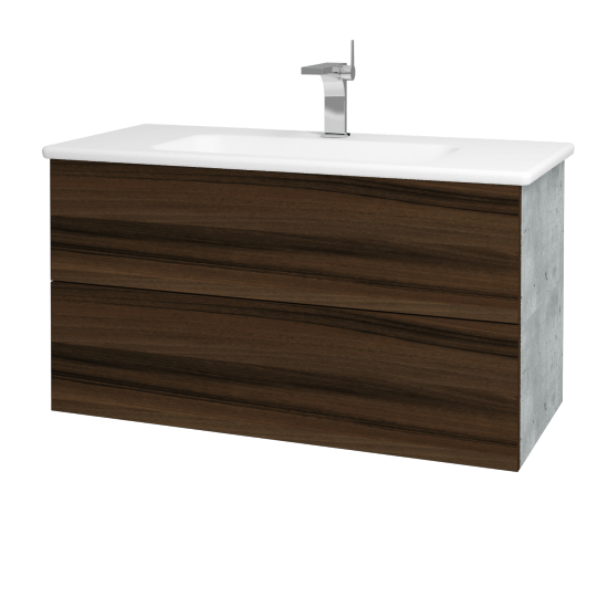 Waschtischunterschrank FLAT SZZ2 100 (Waschtisch Euphoria)  - D01 Beton - D06 Nussbaum