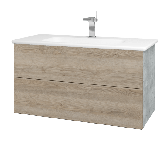 Waschtischunterschrank FLAT SZZ2 100 (Waschtisch Euphoria)  - D01 Beton - D17 Eiche Colorado