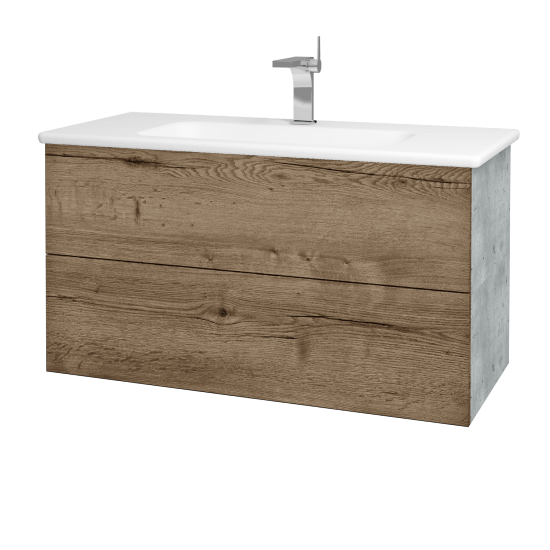 Waschtischunterschrank FLAT SZZ2 100 (Waschtisch Euphoria)  - D01 Beton - D21 Tobacco