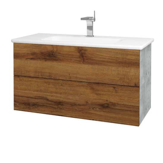 Waschtischunterschrank FLAT SZZ2 100 (Waschtisch Euphoria)  - D01 Beton - D27 Cognac