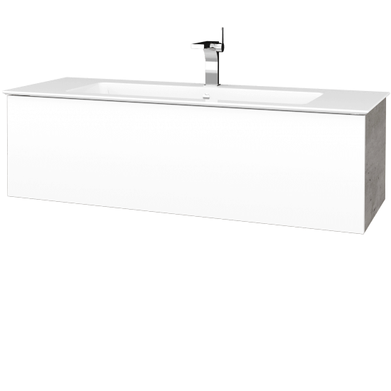 Badezimmerschrank FLAT SZZ 120 (Waschtisch Pura)  - D01 Beton - L01 Weiß Lack Hochglanz