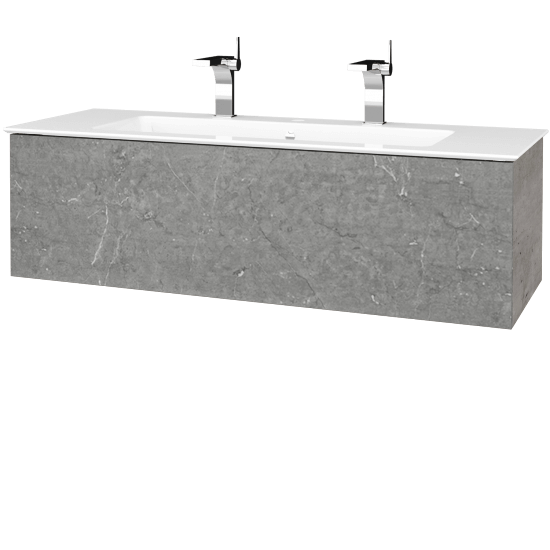 Waschtischunterschrank FLAT SZZ 120 (Waschtisch Pura mit 2 Hahnlöchern)  - D01 Beton - D20 Galaxy