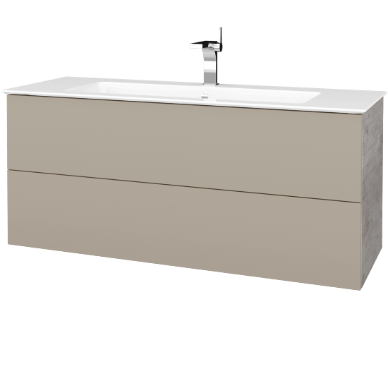 Waschtischunterschrank FLAT SZZ2 120 (Waschtisch Pura)  - D01 Beton - M05 Beige Lack Matt