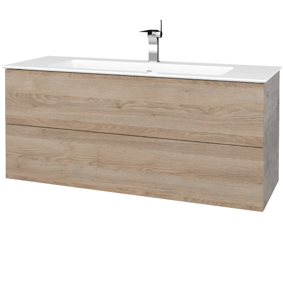 Waschtischunterschrank FLAT SZZ2 120 (Waschtisch Pura)  - D01 Beton - D17 Eiche Colorado