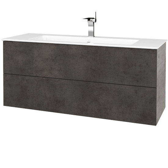 Badezimmerschrank FLAT SZZ2 120 (Waschtisch Pura)  - D01 Beton - D16 Dark Beton