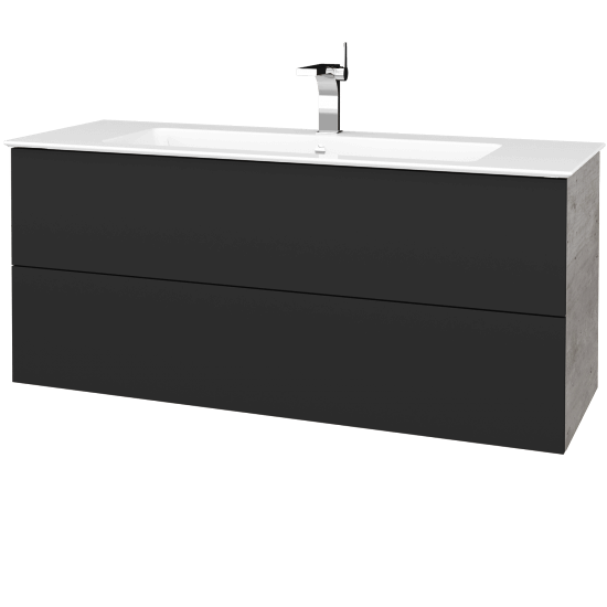 Waschtischunterschrank FLAT SZZ2 120 (Waschtisch Pura)  - D01 Beton - N03 Graphite
