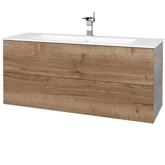 Waschtischunterschrank FLAT SZZ2 120 (Waschtisch Pura)  - D01 Beton - D21 Tobacco