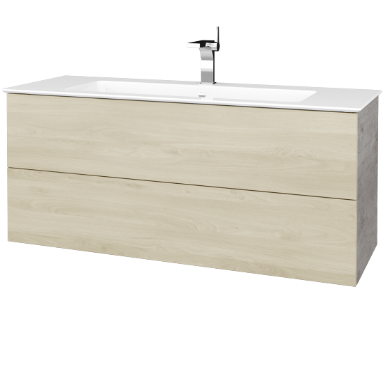 Waschtischunterschrank FLAT SZZ2 120 (Waschtisch Pura)  - D01 Beton - D24 Ohio