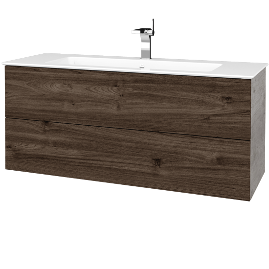Waschtischunterschrank FLAT SZZ2 120 (Waschtisch Pura)  - D01 Beton - D25 Teak