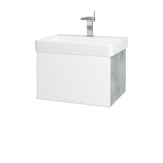 Waschtischunterschrank FLAT SZZ 60 (Waschtisch Laufen Pro S)  - D01 Beton - L01 Weiß Lack Hochglanz