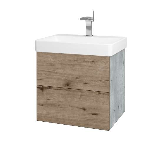 Waschtischunterschrank FLAT SZZ2 60 (Waschtisch Laufen Pro S)  - D01 Beton - D23 Herkules