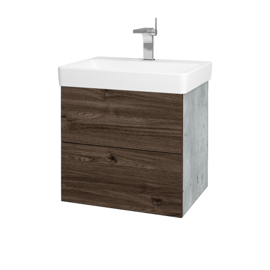 Waschtischunterschrank FLAT SZZ2 60 (Waschtisch Laufen Pro S)  - D01 Beton - D25 Teak