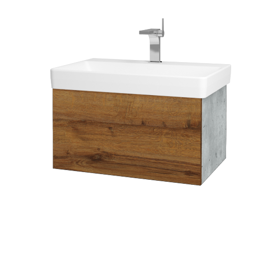 Waschtischunterschrank FLAT SZZ 70 (Waschtisch Laufen Pro S)  - D01 Beton - D27 Cognac