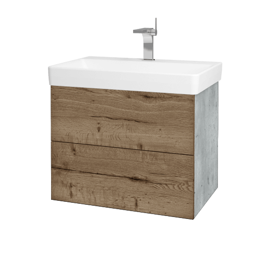 Waschtischunterschrank FLAT SZZ2 70 (Waschtisch Laufen Pro S)  - D01 Beton - D21 Tobacco