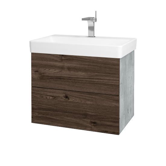 Waschtischunterschrank FLAT SZZ2 70 (Waschtisch Laufen Pro S)  - D01 Beton - D25 Teak