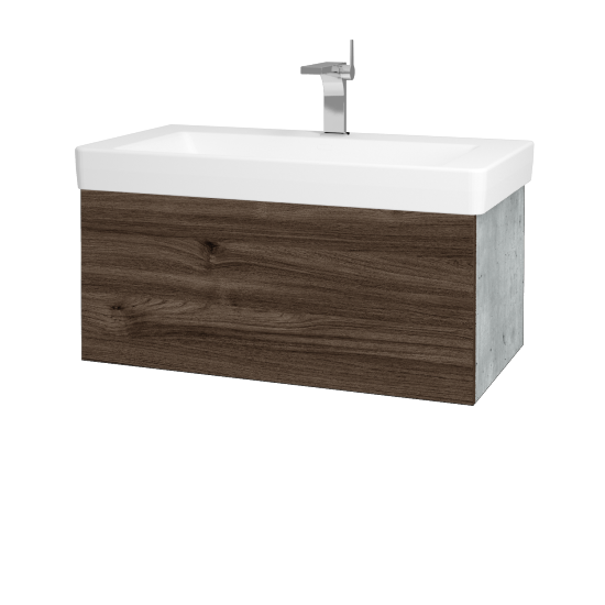 Waschtischunterschrank FLAT SZZ 85 (Waschtisch Laufen Pro S)  - D01 Beton - D25 Teak