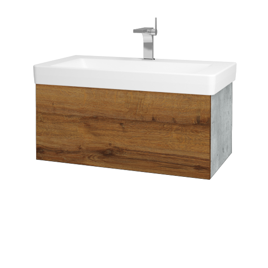 Waschtischunterschrank FLAT SZZ 85 (Waschtisch Laufen Pro S)  - D01 Beton - D27 Cognac