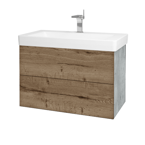 Waschtischunterschrank FLAT SZZ2 85 (Waschtisch Laufen Pro S)  - D01 Beton - D21 Tobacco