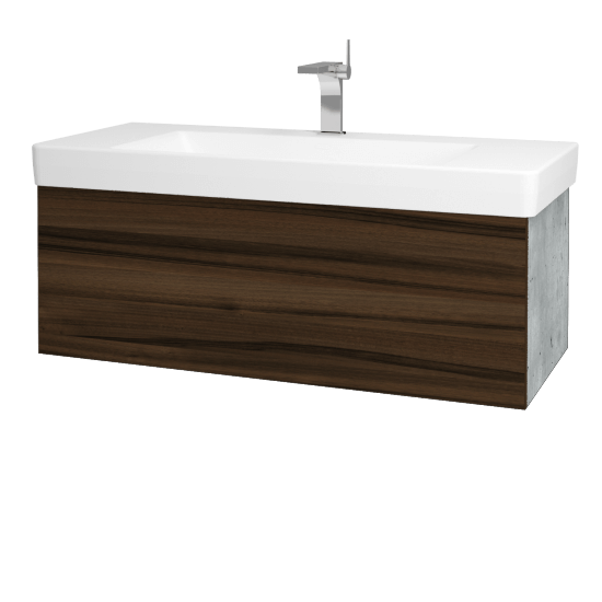 Waschtischunterschrank FLAT SZZ 105 (Waschtisch Laufen Pro S)  - D01 Beton - D06 Nussbaum