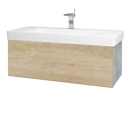 Waschtischunterschrank FLAT SZZ 105 (Waschtisch Laufen Pro S)  - D01 Beton - D15 Eiche Nebraska