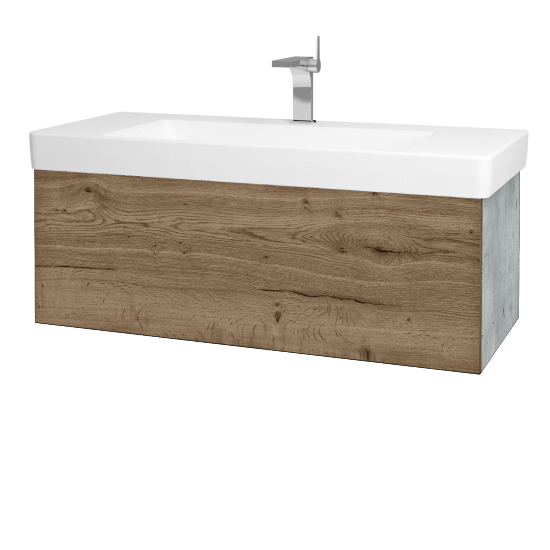 Waschtischunterschrank FLAT SZZ 105 (Waschtisch Laufen Pro S)  - D01 Beton - D21 Tobacco