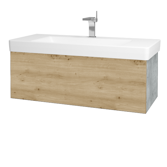 Waschtischunterschrank FLAT SZZ 105 (Waschtisch Laufen Pro S)  - D01 Beton - D22 Eiche Caramel