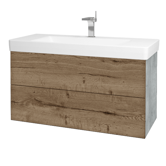 Waschtischunterschrank FLAT SZZ2 105 (Waschtisch Laufen Pro S)  - D01 Beton - D21 Tobacco