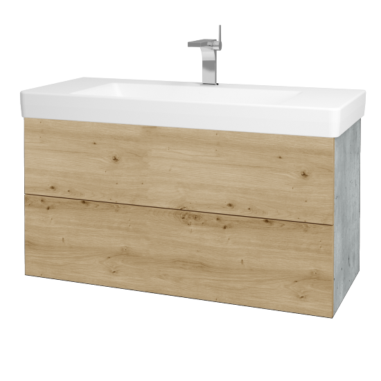 Waschtischunterschrank FLAT SZZ2 105 (Waschtisch Laufen Pro S)  - D01 Beton - D22 Caramel