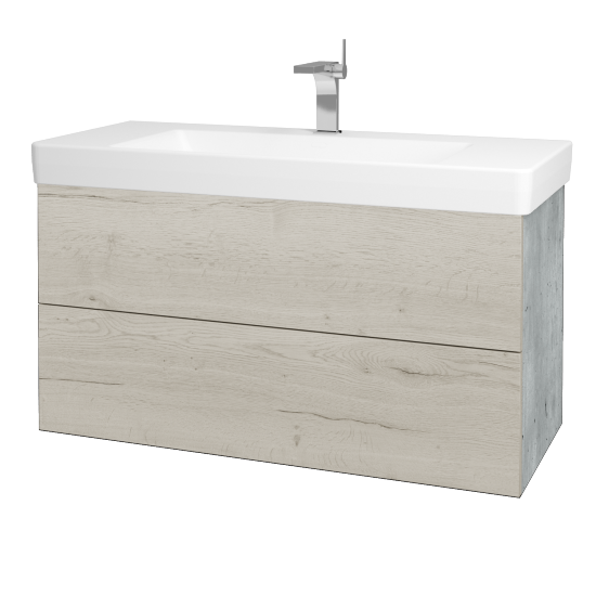 Waschtischunterschrank FLAT SZZ2 105 (Waschtisch Laufen Pro S)  - D01 Beton - D28 Alberta