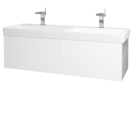 Koupelnová skříňka VARIANTE SZZ2 130 pro umyvadlo Laufen Pro S - D01 Beton - L01 Bílá vysoký lesk