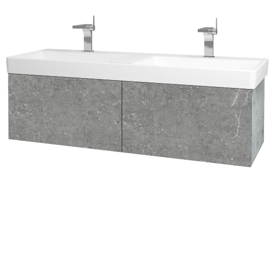 Waschtischunterschrank FLAT SZZ2 130 (Waschtisch Laufen Pro S)  - D01 Beton - D20 Galaxy