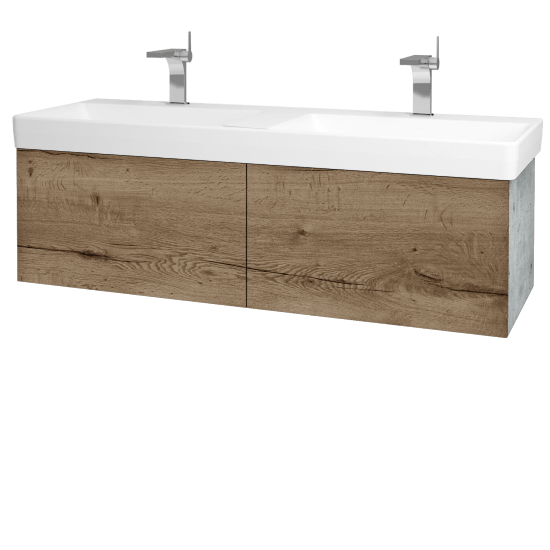 Waschtischunterschrank FLAT SZZ2 130 (Waschtisch Laufen Pro S)  - D01 Beton - D21 Tobacco