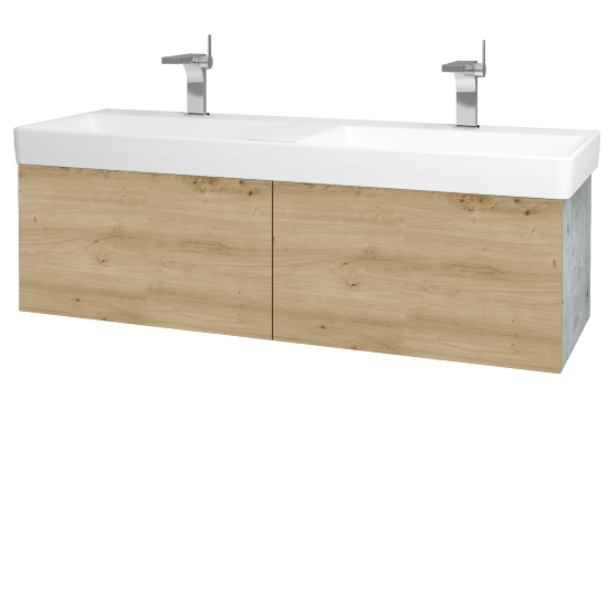 Waschtischunterschrank FLAT SZZ2 130 (Waschtisch Laufen Pro S)  - D01 Beton - D22 Caramel