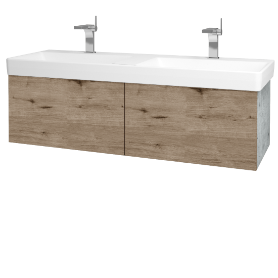 Waschtischunterschrank FLAT SZZ2 130 (Waschtisch Laufen Pro S)  - D01 Beton - D23 Herkules