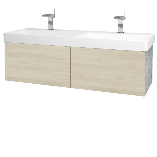 Waschtischunterschrank FLAT SZZ2 130 (Waschtisch Laufen Pro S)  - D01 Beton - D24 Ohio