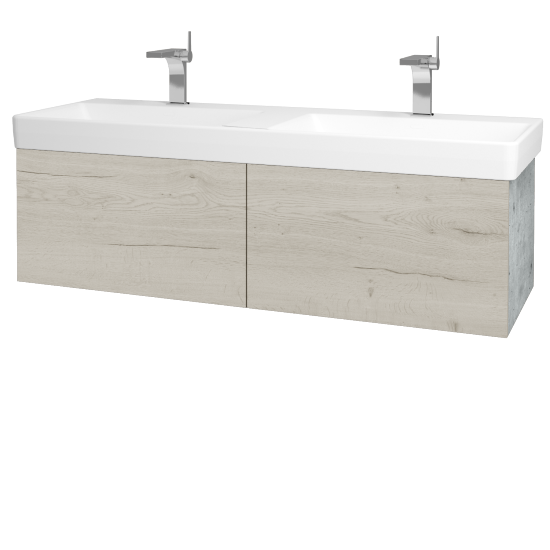 Waschtischunterschrank FLAT SZZ2 130 (Waschtisch Laufen Pro S)  - D01 Beton - D28 Alberta