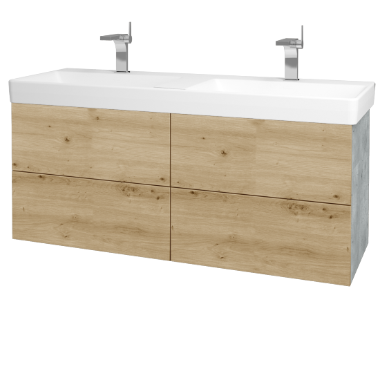 Waschtischunterschrank FLAT SZZ4 130 (Waschtisch Laufen Pro S)  - D01 Beton - D22 Caramel