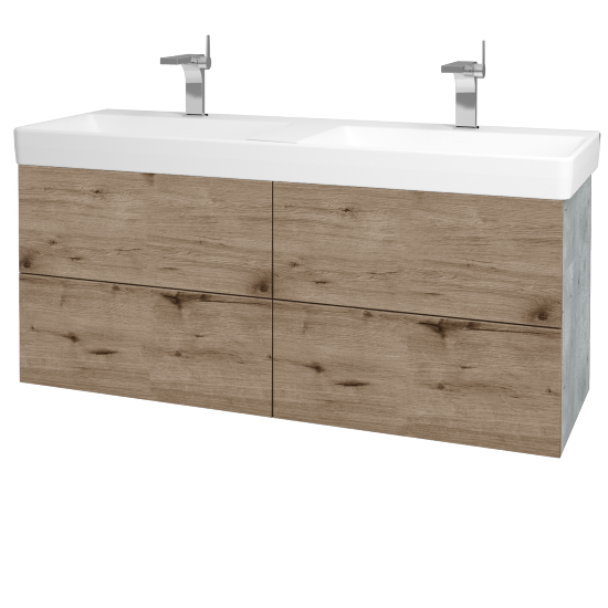 Waschtischunterschrank FLAT SZZ4 130 (Waschtisch Laufen Pro S)  - D01 Beton - D23 Herkules