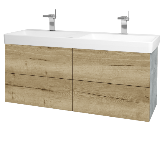 Waschtischunterschrank FLAT SZZ4 130 (Waschtisch Laufen Pro S)  - D01 Beton - D26 Ontario