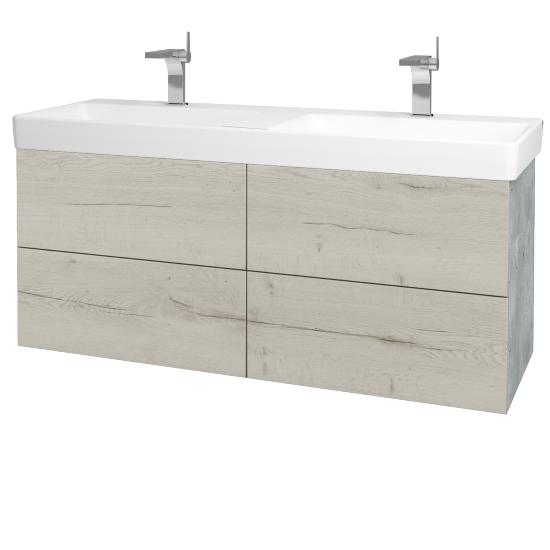 Waschtischunterschrank FLAT SZZ4 130 (Waschtisch Laufen Pro S)  - D01 Beton - D28 Alberta